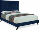 Elly Velvet Upholstered Bed - Blue