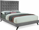 Elly Velvet Upholstered Bed - Grey