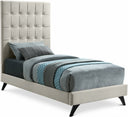 Elly Velvet Upholstered Twin Bed - Cream