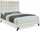 Elly Velvet Upholstered Bed - Cream