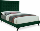 Elly Velvet Upholstered Bed - Green
