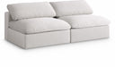 Serene 78" Linen Textured Fabric Upholstered Deluxe Comfort 2pc. Armless Modular Sofa - Cream