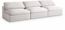 Serene 117" Linen Textured Fabric Upholstered Deluxe Comfort 3pc. Armless Modular Sofa - Cream