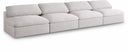 Serene 156" Linen Textured Fabric Upholstered Deluxe Comfort 4pc. Armless Modular Sofa - Cream