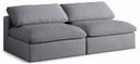 Serene 78" Linen Textured Fabric Upholstered Deluxe Comfort 2pc. Armless Modular Sofa - Grey
