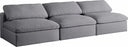 Serene 117" Linen Textured Fabric Upholstered Deluxe Comfort 3pc. Armless Modular Sofa - Grey