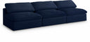 Serene 117" Linen Textured Fabric Upholstered Deluxe Comfort 3pc. Armless Modular Sofa - Blue