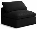 Plush Velvet Upholstered Standard Comfort Modular Armless Chair - Black