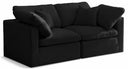Plush 70" Velvet Upholstered Standard Comfort 2pc. Modular Loveseat - Black