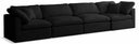 Plush 140" Velvet Upholstered Standard Comfort 4pc. Modular Sofa - Black