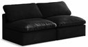Plush 70" Velvet Upholstered Standard Comfort 2pc. Armless Modular Loveseat - Black