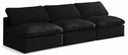 Plush 105" Velvet Upholstered Standard Comfort 3pc. Armless Modular Sofa - Black