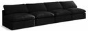 Plush 140" Velvet Upholstered Standard Comfort 4pc. Armless Modular Sofa - Black