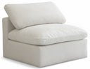 Plush Velvet Upholstered Standard Comfort Modular Armless Chair - Cream