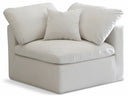 Plush Velvet Upholstered Standard Comfort Modular Corner Chair - Cream