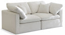 Plush 70" Velvet Upholstered Standard Comfort 2pc. Modular Loveseat - Cream