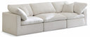 Plush 105" Velvet Upholstered Standard Comfort 3pc. Modular Sofa - Cream