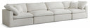 Plush 140" Velvet Upholstered Standard Comfort 4pc. Modular Sofa - Cream