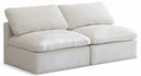 Plush 70" Velvet Upholstered Standard Comfort 2pc. Armless Modular Loveseat - Cream