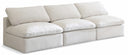 Plush 105" Velvet Upholstered Standard Comfort 3pc. Armless Modular Sofa - Cream