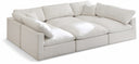 Plush 105" Velvet Upholstered Standard Comfort 6pc. Modular Sectional - Cream