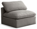 Plush Velvet Upholstered Standard Comfort Modular Armless Chair - Grey