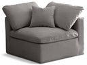 Plush Velvet Upholstered Standard Comfort Modular Corner Chair - Grey