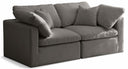 Plush 70" Velvet Upholstered Standard Comfort 2pc. Modular Loveseat - Grey
