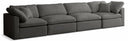 Plush 140" Velvet Upholstered Standard Comfort 4pc. Modular Sofa - Grey