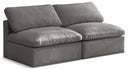 Plush 70" Velvet Upholstered Standard Comfort 2pc. Armless Modular Loveseat - Grey