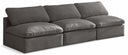 Plush 105" Velvet Upholstered Standard Comfort 3pc. Armless Modular Sofa - Grey