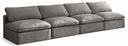 Plush 140" Velvet Upholstered Standard Comfort 4pc. Armless Modular Sofa - Grey