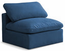 Plush Velvet Upholstered Standard Comfort Modular Armless Chair - Blue