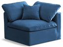 Plush Velvet Upholstered Standard Comfort Modular Corner Chair - Blue