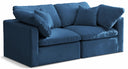 Plush 70" Velvet Upholstered Standard Comfort 2pc. Modular Loveseat - Blue