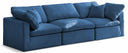 Plush 105" Velvet Upholstered Standard Comfort 3pc. Modular Sofa - Blue