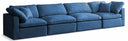 Plush 140" Velvet Upholstered Standard Comfort 4pc. Modular Sofa - Blue