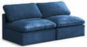 Plush 70" Velvet Upholstered Standard Comfort 2pc. Armless Modular Loveseat - Blue