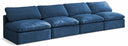 Plush 140" Velvet Upholstered Standard Comfort 4pc. Armless Modular Sofa - Blue