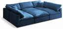 Plush 105" Velvet Upholstered Standard Comfort 6pc. Modular Sectional - Blue