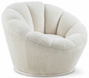 Dream Faux Sheepskin Fur Upholstered Swivel Accent Chair - White