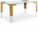 Casper 60" Glass Top, Acrylic And Steel Base Dining Table - Gold