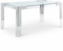 Casper 60" Glass Top, Acrylic And Steel Base Dining Table - Chrome