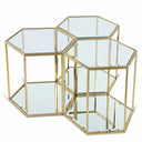 Sei 3 Piece Glass And Steel Modular End / Side Table - Gold