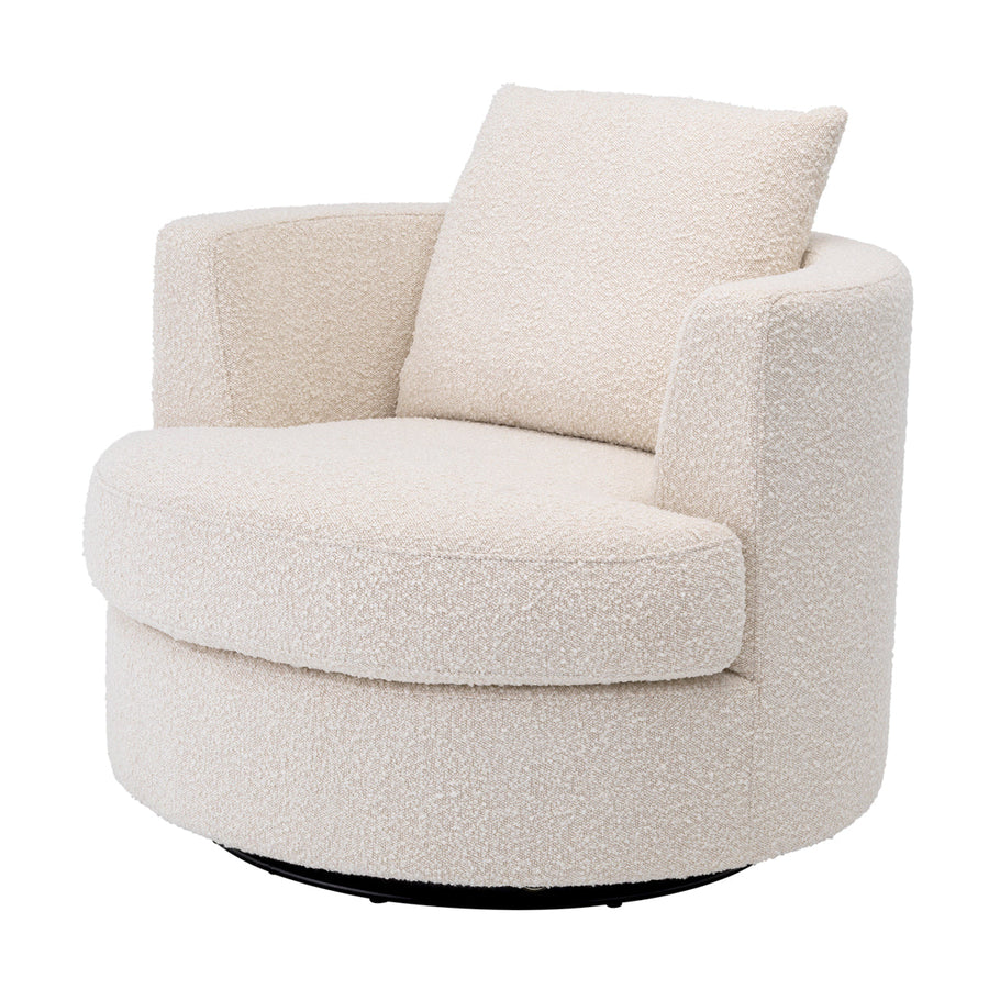 Cream Bouclé Swivel Chair Felix