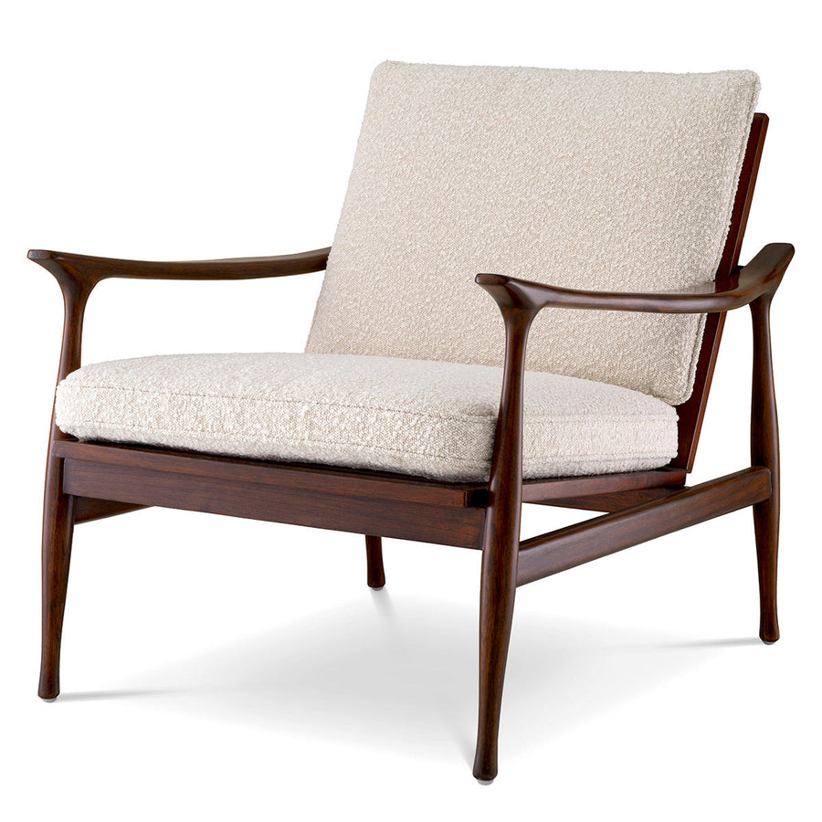Wood Framed Bouclé Lounge Chair Manzo