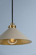 Aged Brass and Off-White Clivedon Pendant 12" x 6.5" by Hudson Valley, view 4