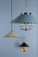 Aged Brass and Off-White Clivedon Pendant 12" x 6.5" by Hudson Valley, view 3