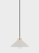 Aged Brass and Off-White Clivedon Pendant 12" x 6.5" by Hudson Valley, view 2