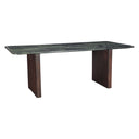 Abstract 82" Dining Table in Marble and Dark Mango Base